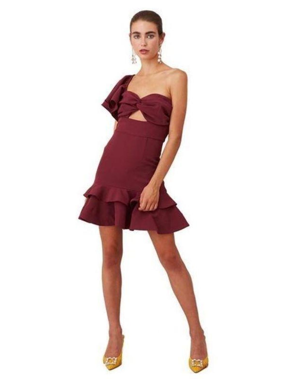 Keepsake the Label Delight Asym Mini Dress Burgundy Size M - Image 1