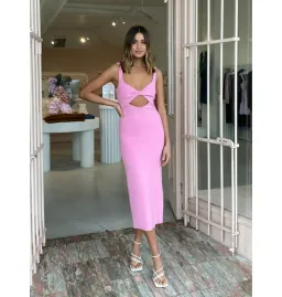 Bec & Bridge Joelle Midi Dress Pink Size AU 6 for rent on The Volte - image 3