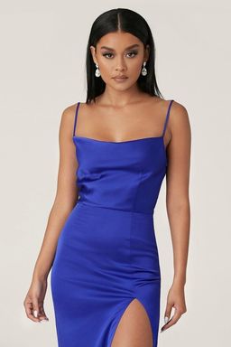 Meshki Kimberly Cowl Front Midi Dress Blue Size 8 for rent on The Volte - image 5