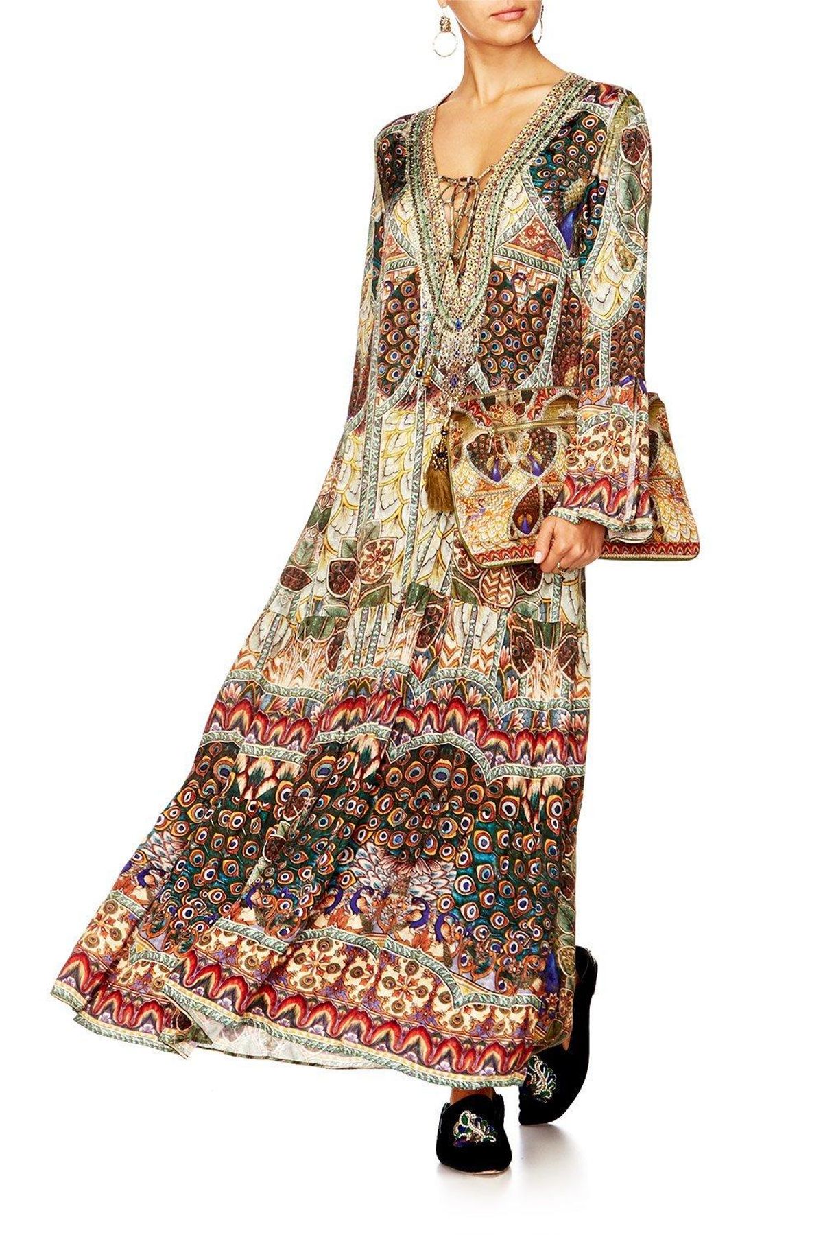 Camilla 'Echos of Enchantment' lace up dress with tiered hem Print Size  - Image 1