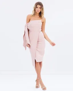 Misha Romi Structured Midi Dress Pink Size 8/S for rent on The Volte - image 1