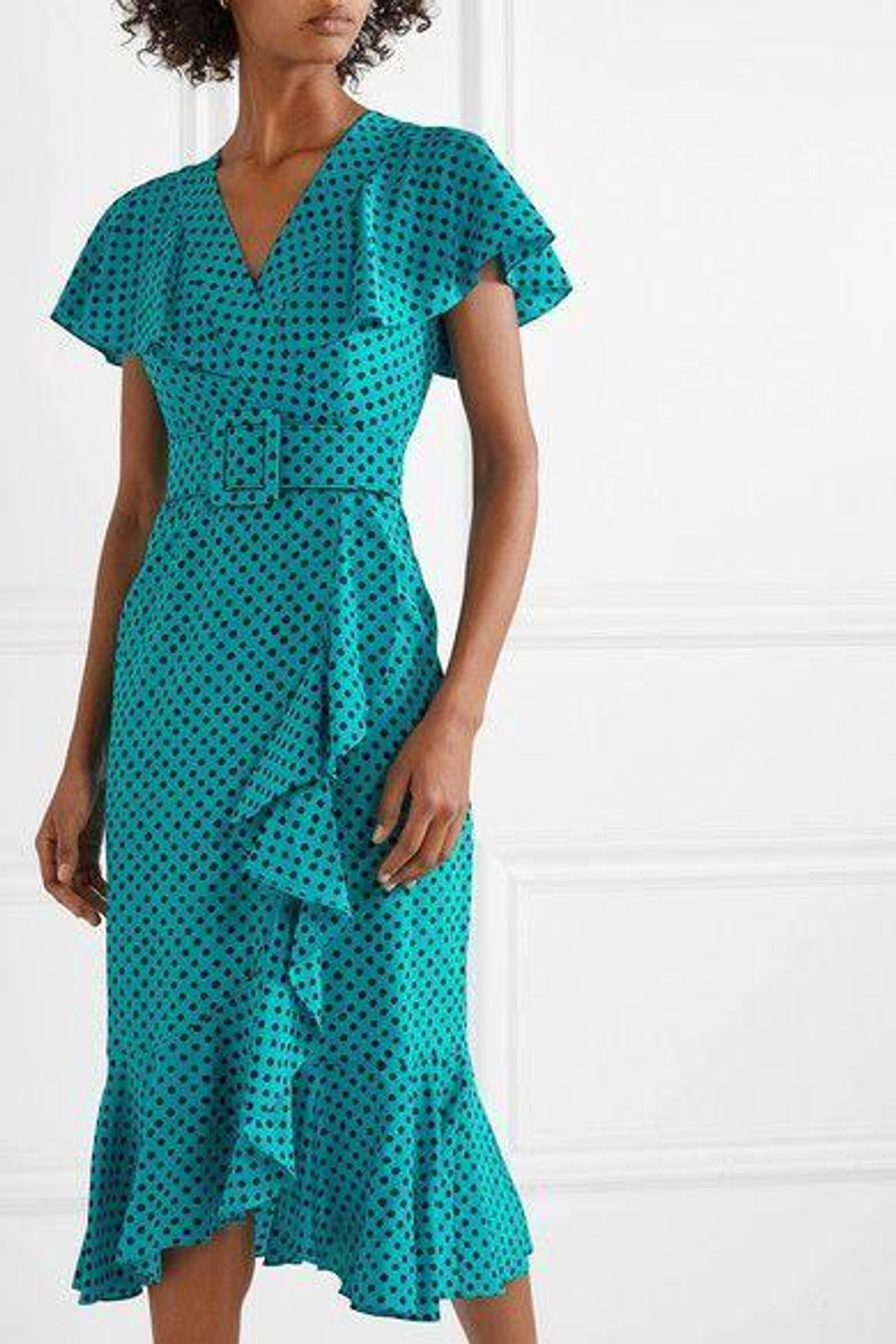 Michael Kors Collection silk spot dot midi cocktail dress  - Image 1