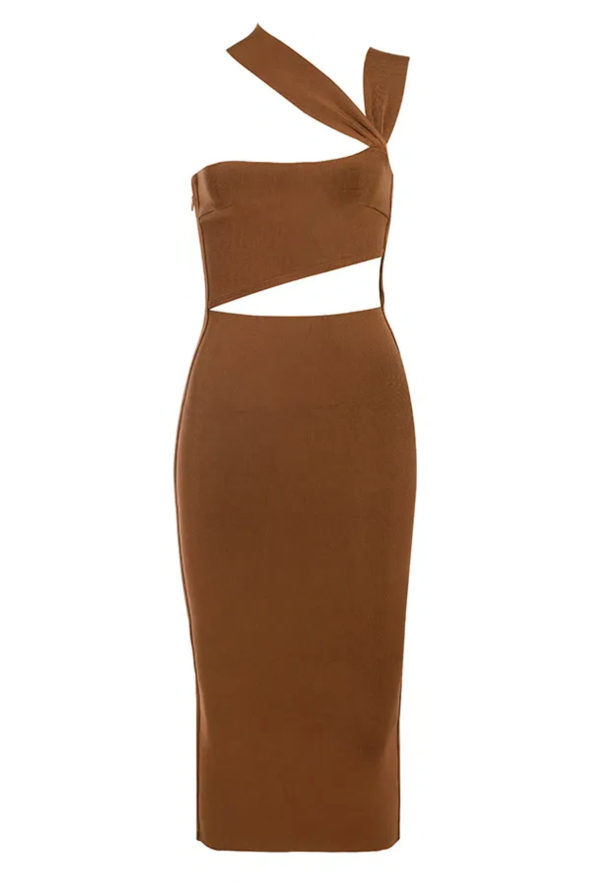 House Of CB Aina Cut Out Midi Dress Tan Size 12 - Image 3