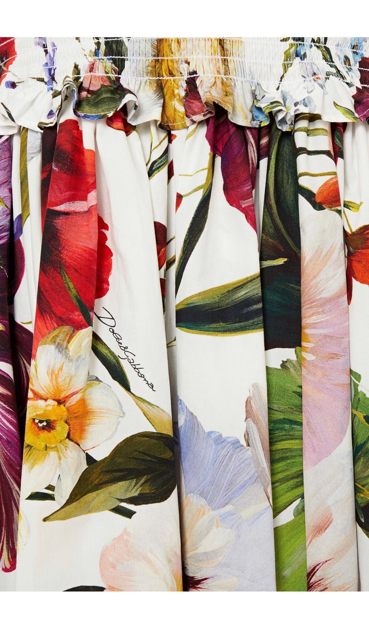 Dolce & Gabbana Shirred Cotton Poplin Midi Dress Print Size 10 - Image 4