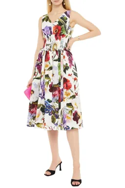 Dolce & Gabbana Shirred Cotton Poplin Midi Dress Print Size 10 for rent on The Volte - image 1