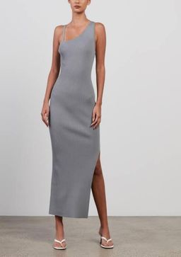 Bec & Bridge Harper Knit Asymmetric Dress Blue Size 10 for rent on The Volte - image 1