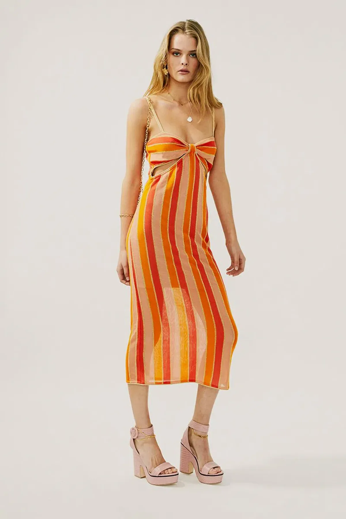 Suboo Billie Knit Cut Out Dress Orange Size 10 - Image 1