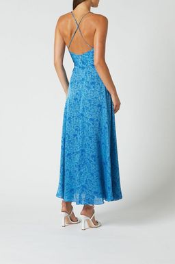 Scanlan Theodore Silk Tropical Strappy Dress Blue Size 8  for rent on The Volte - image 2