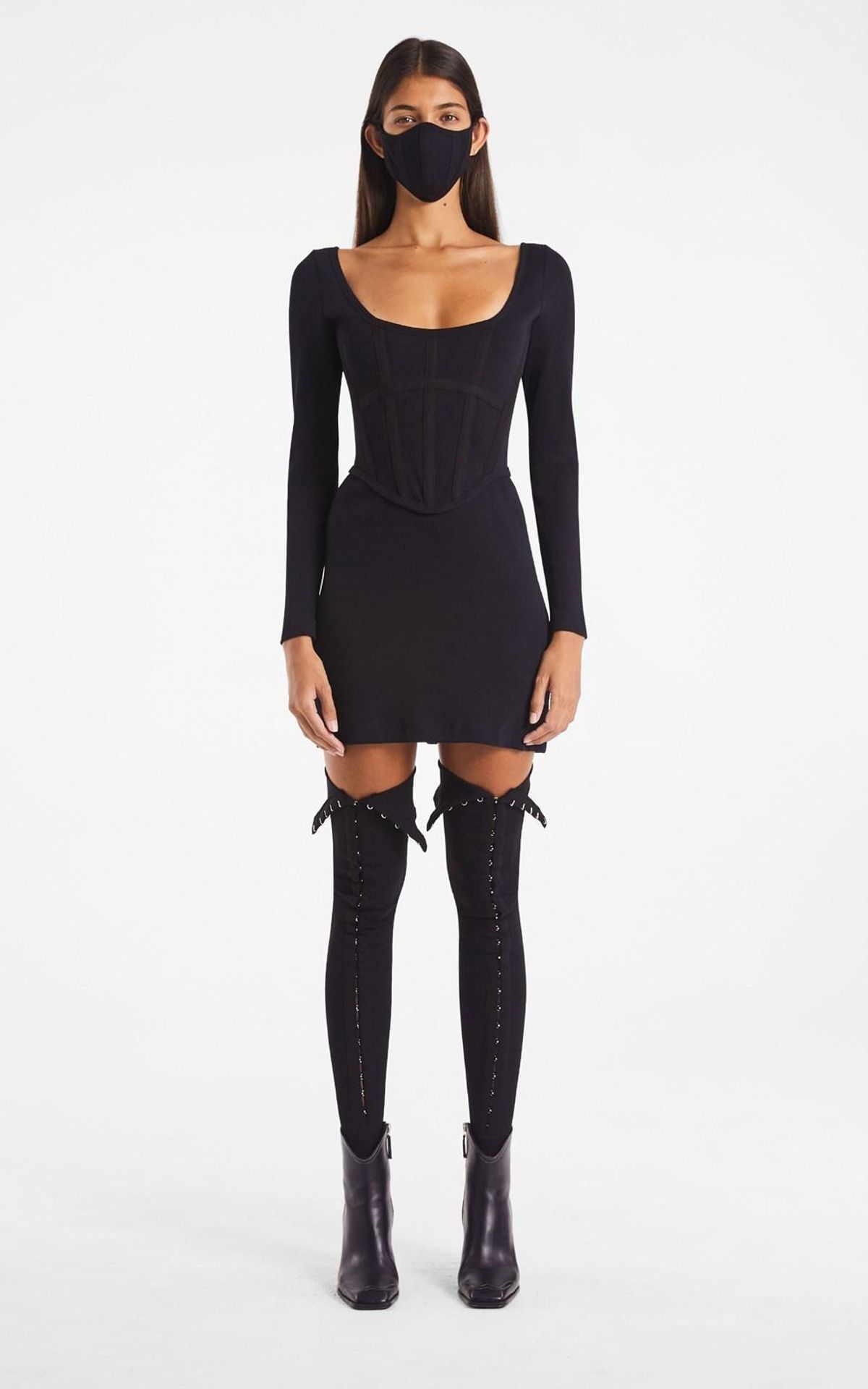 Dion Lee Rib Corset Mini Dress Black Size 8 - Image 2