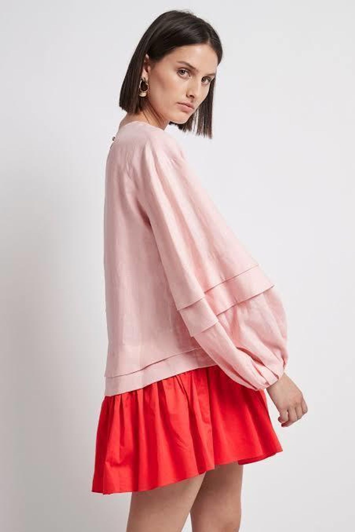 Aje Quietude Long Sleeve Mini Dress Red/Pink Size 4 - Image 3