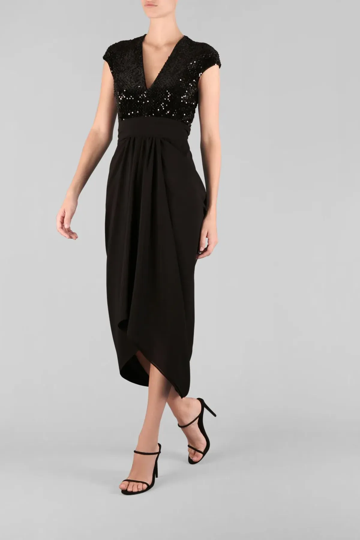 Carla Zampatti  Je T'aime Waterfall Dress Black Size 8 - Image 2