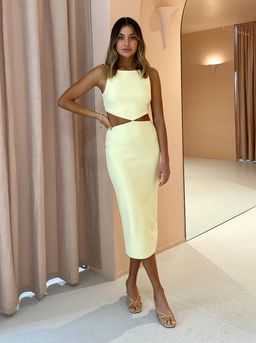 BEC & BRIDGE SCOUT CUT OUT MIDI DRESS - LEMONADE - SIZE 8 for rent on The Volte - image 3
