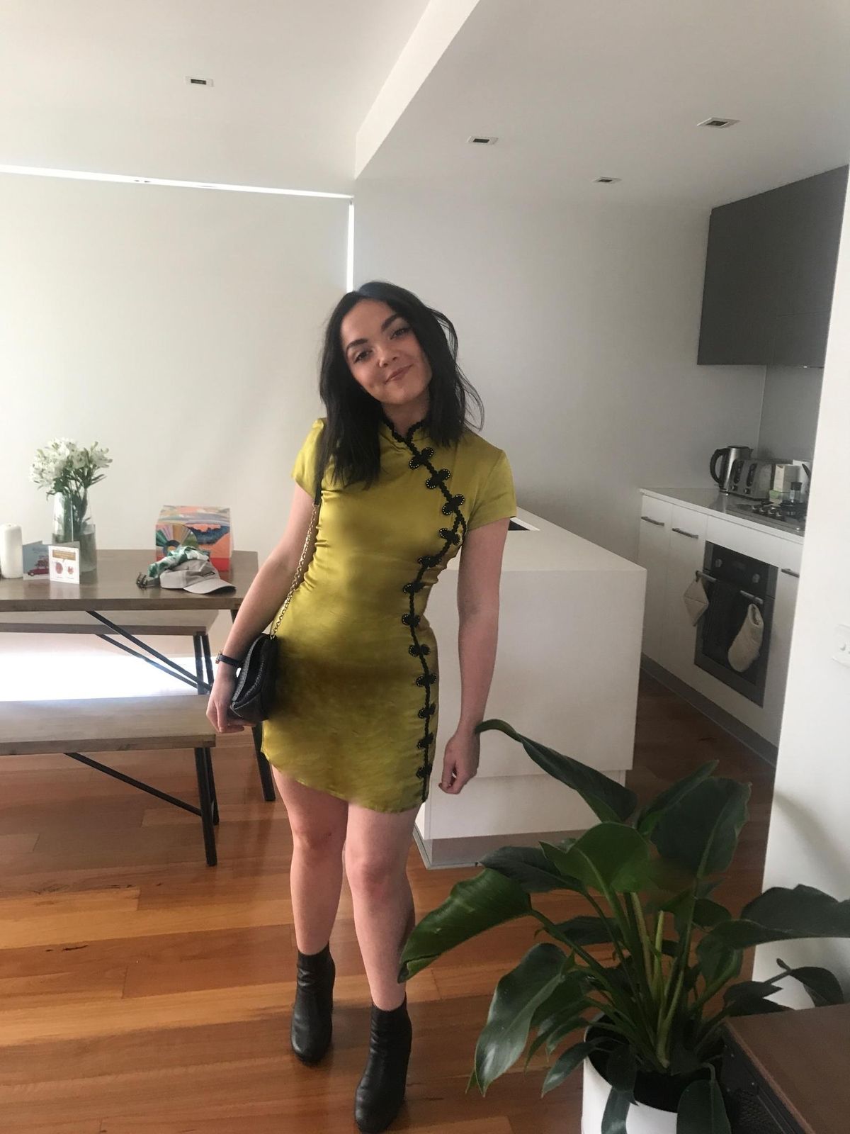 De La Vali Suki Dress - Chartreuse Silk Mini - Size 10 - Image 1