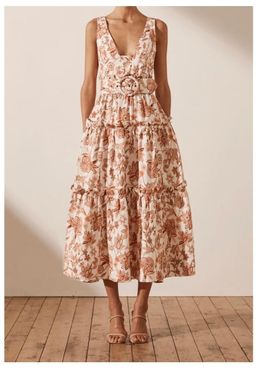 Shona Joy Carolina Tiered Midi Dress Print Size 8 for rent on The Volte - image 1