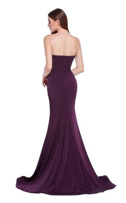 J'Adore Sweetheart Satin Crepe Trumpet Dress in Plum Size 8 for rent on The Volte - image 3
