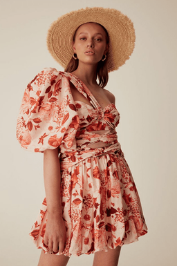 Thurley - Lantern Dress in Red Eden Floral Size 6 for rent on The Volte - image 1