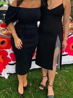 Scanlan Theodore Crepe Knit Coupe SLV Dress Black Size 8  for rent on The Volte - image 3