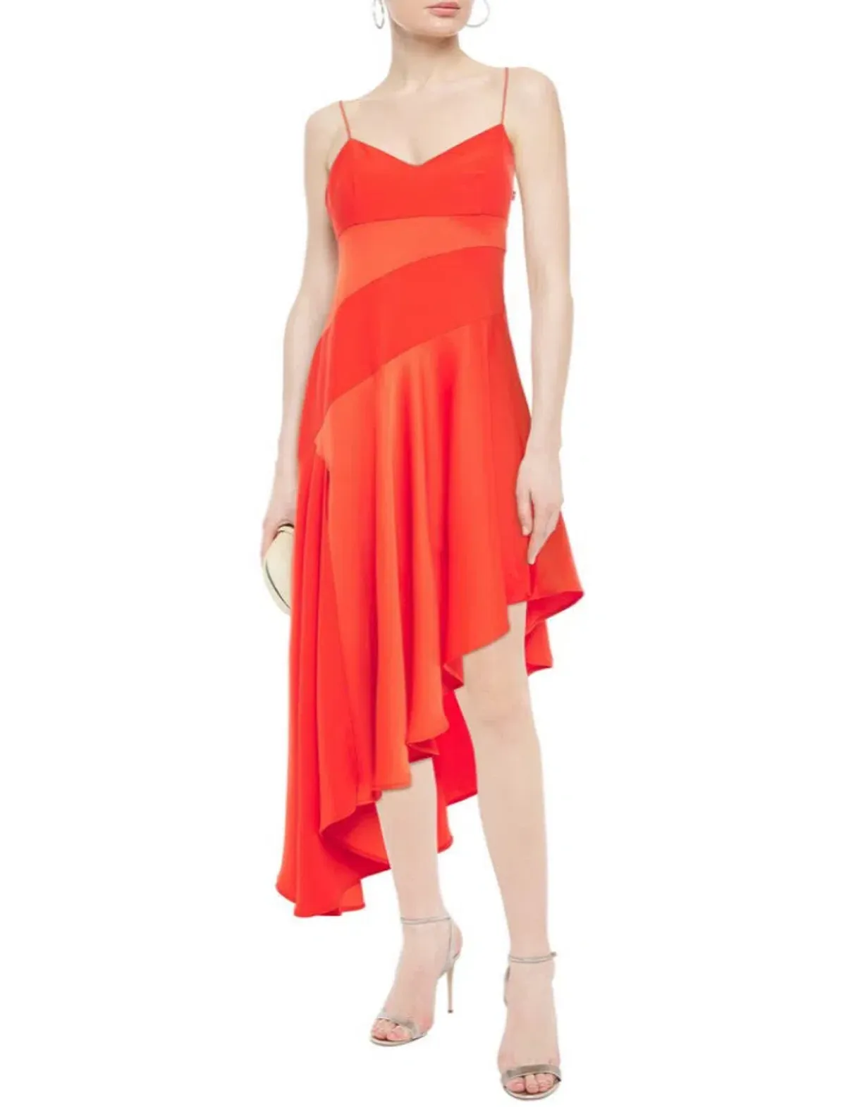 Nicholas Paneled Asymmetric Hem Dress Orange Size 10 - Image 1
