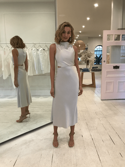 Bec & Bridge Gabrielle Midi Champagne Dress Cream Size 8 for rent on The Volte - image 1