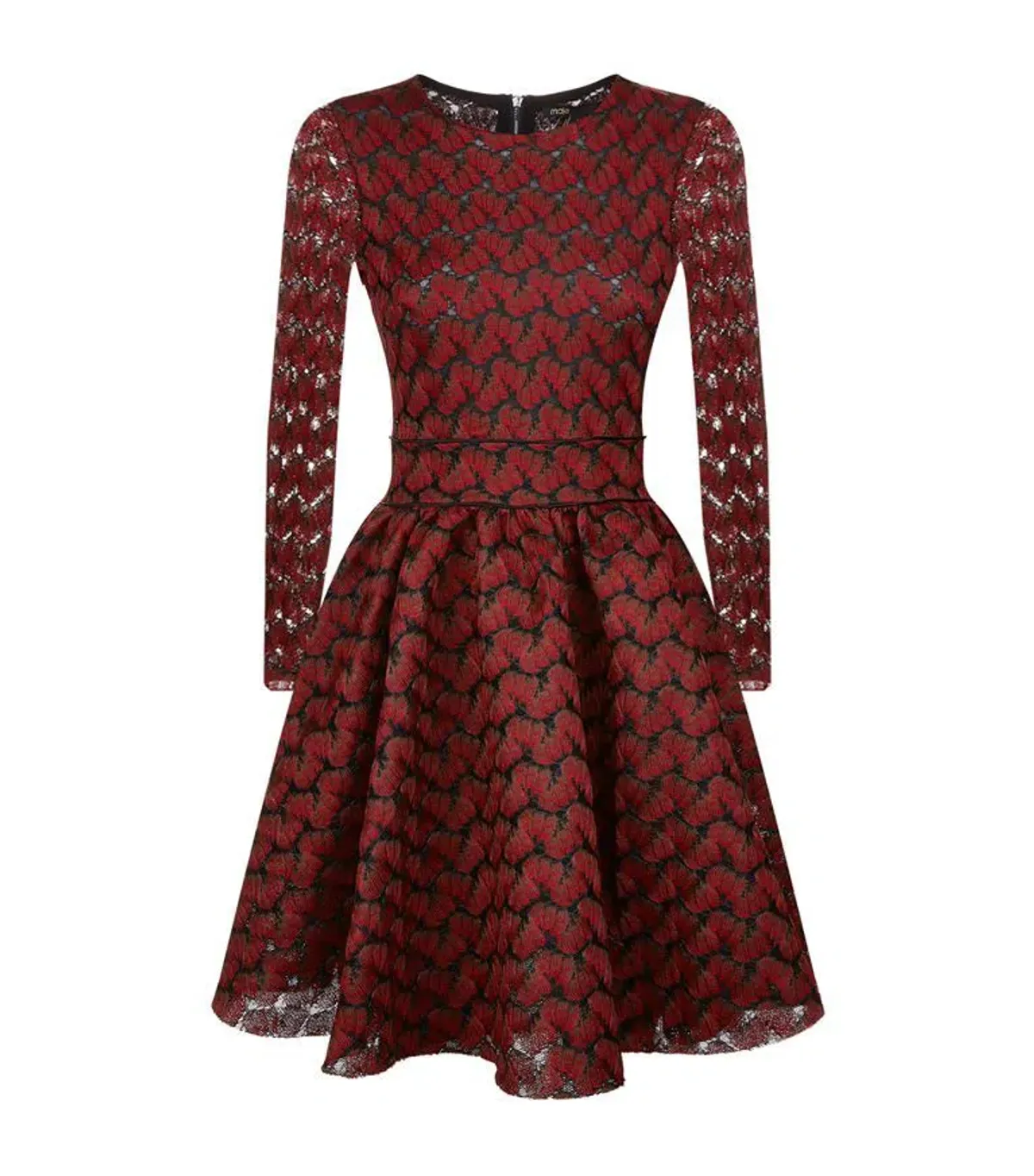 Maje Royani Bonded Lace Dress Red Size 8 - Image 7