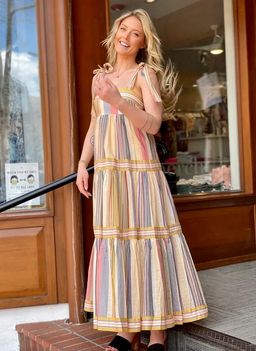 Zimmermann Mae Tie Shoulder Dress Multi Stripe Size 0 / AU 8 for rent on The Volte - image 2