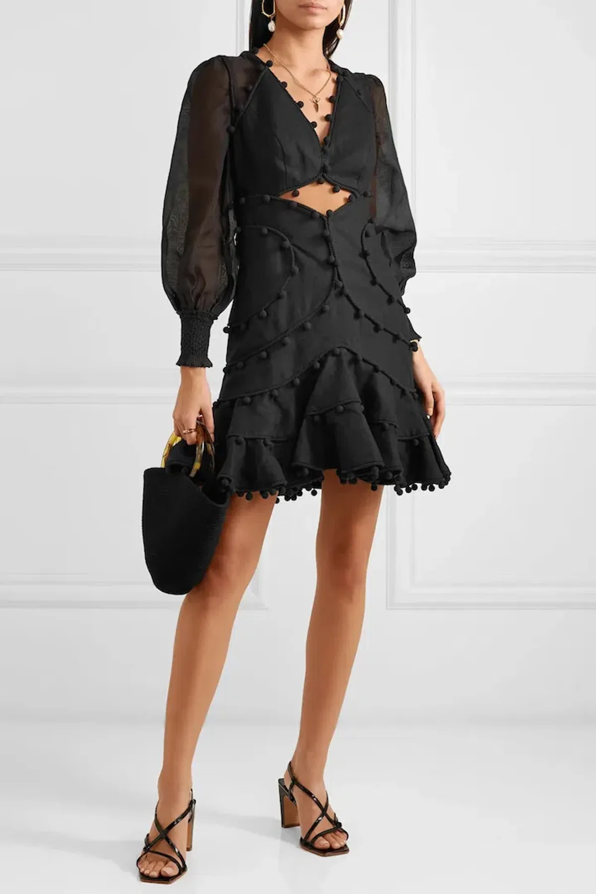 Zimmermann Corsage Bauble Mini Dress Black Size 8 (size 0) - Image 1
