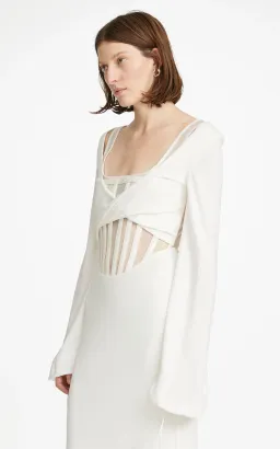 Dion Lee Viscose Jersey Twist Corset Dress White Size 6 for rent on The Volte - image 3