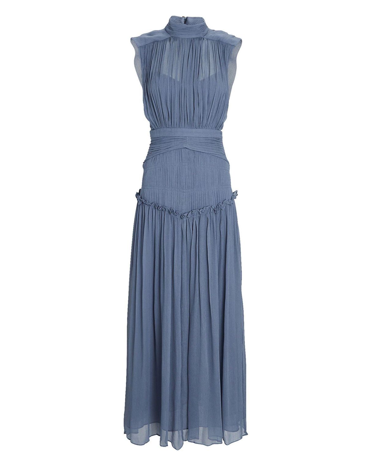 Shona Joy Kayla High Neck Midi Dress Blue Size 8 - Image 4