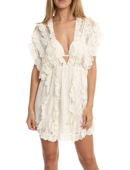 Zimmermann Valour Scallop Ruffle Mini Dress White Size 1 / Au 10 for rent on The Volte - image 1