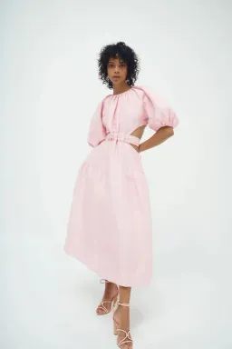 Aje Mimosa Cut Out Midi Dress Pink Size 6 for rent on The Volte - image 1