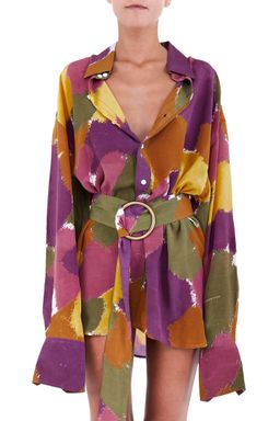 Bamba Titan Shirt Dress Dry Brush Print Size S/M for rent on The Volte - image 1