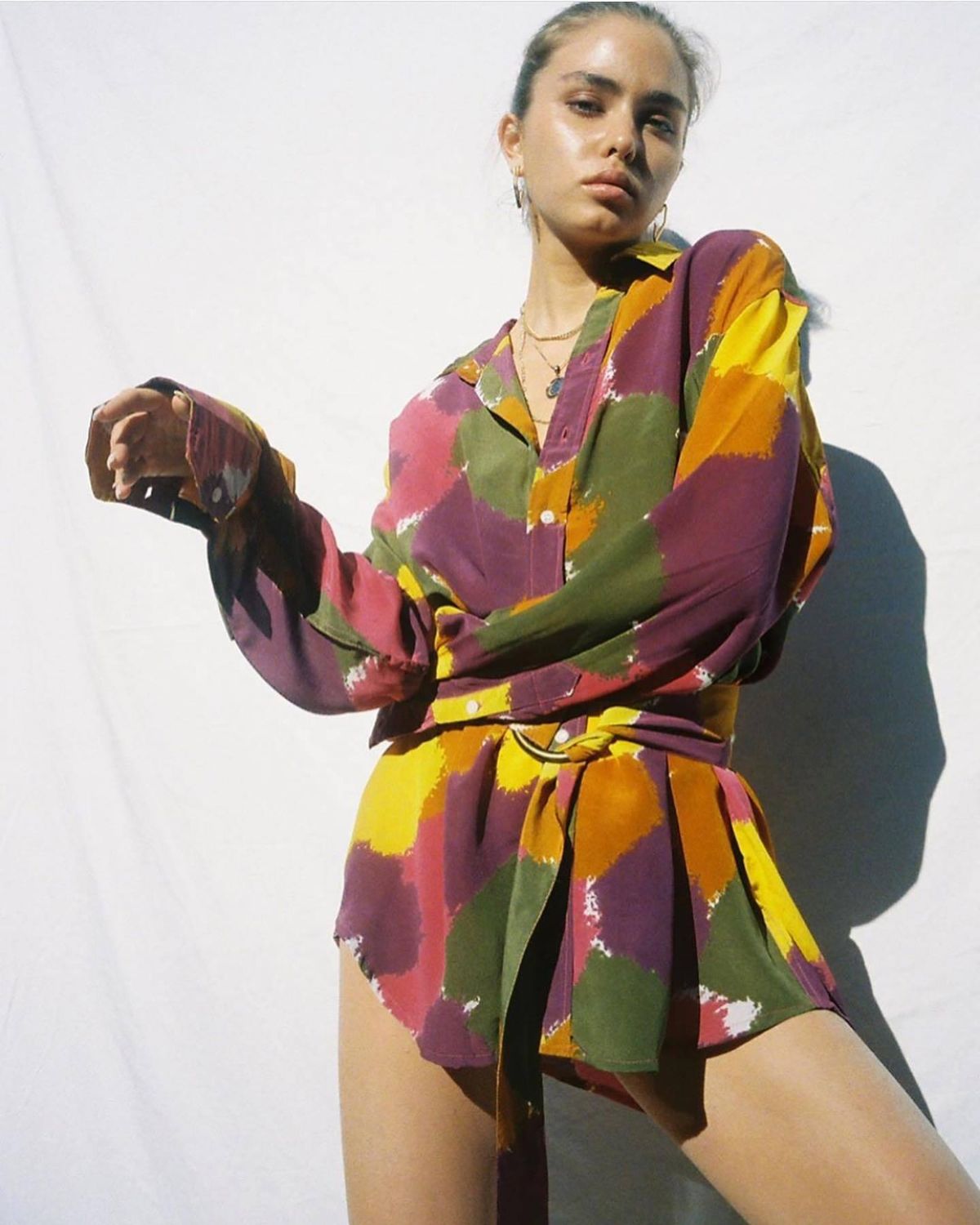 Bamba Titan Shirt Dress Dry Brush Print Size S/M - Image 4