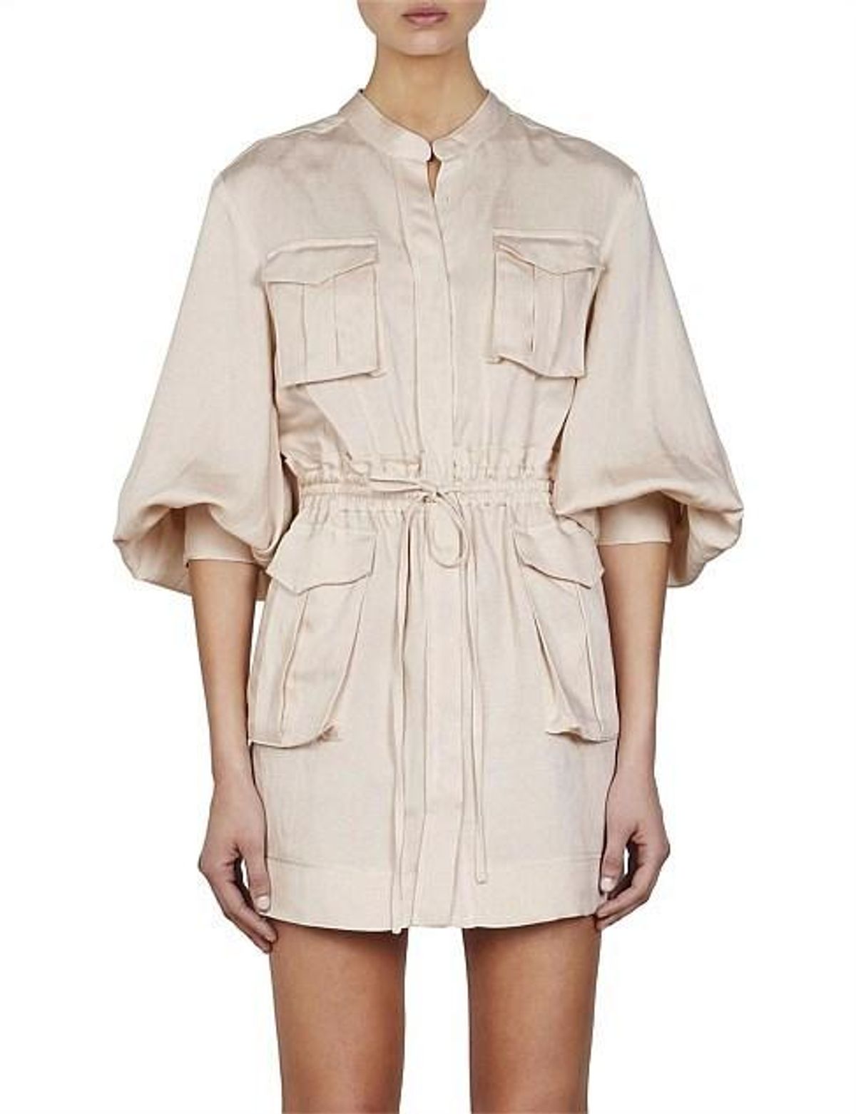 Shona Joy Ellington Balloon Sleeve Mini Dress Ecru Size 8 - Image 5