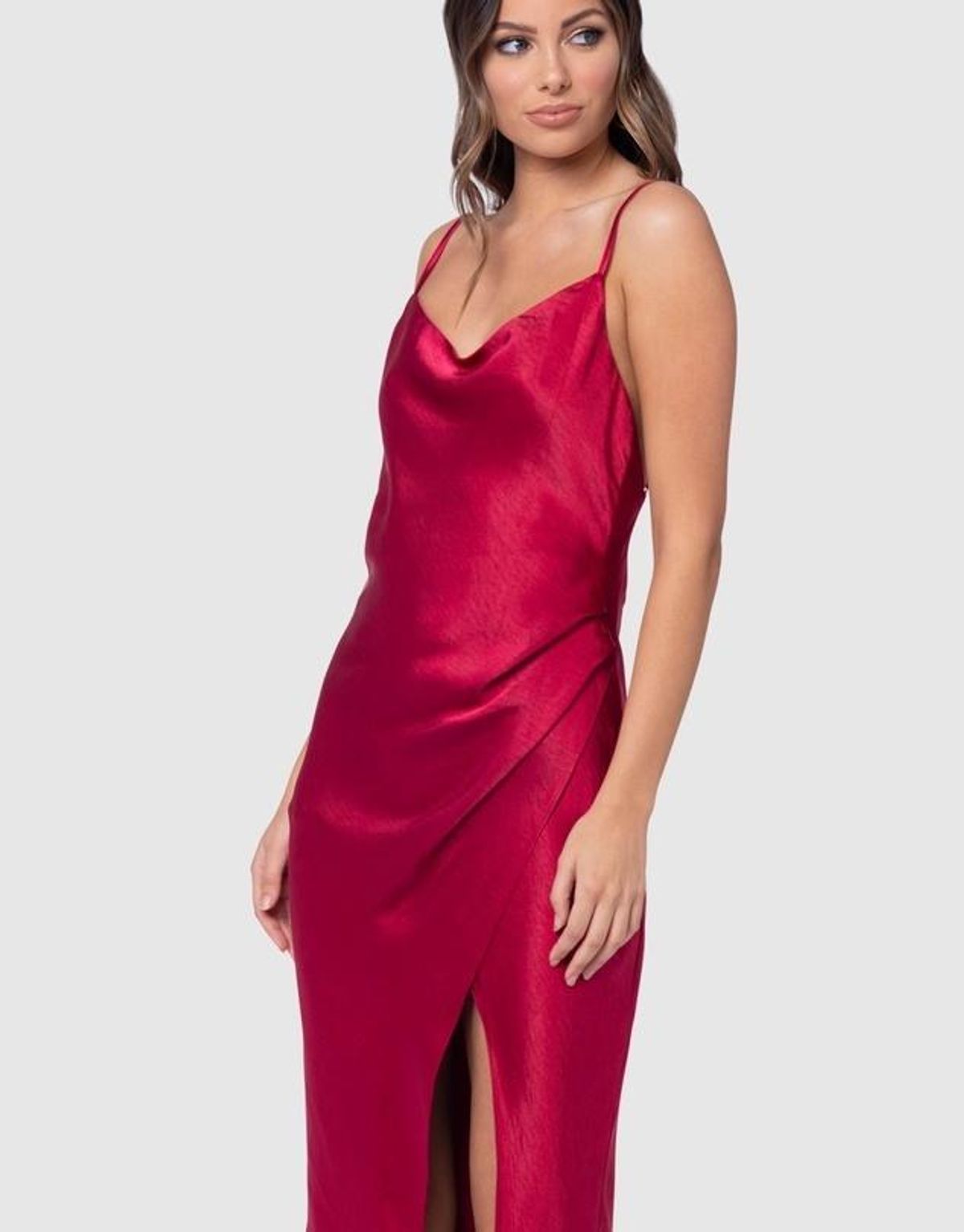 PILGRIM AURORA SATIN DRESS (CERISE) - SIZE 6 - Image 2