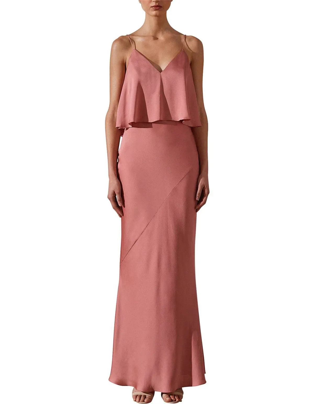 Shona Joy Luxe Bias Frill Slip Dress in Rose Pink Size 8 - Image 1