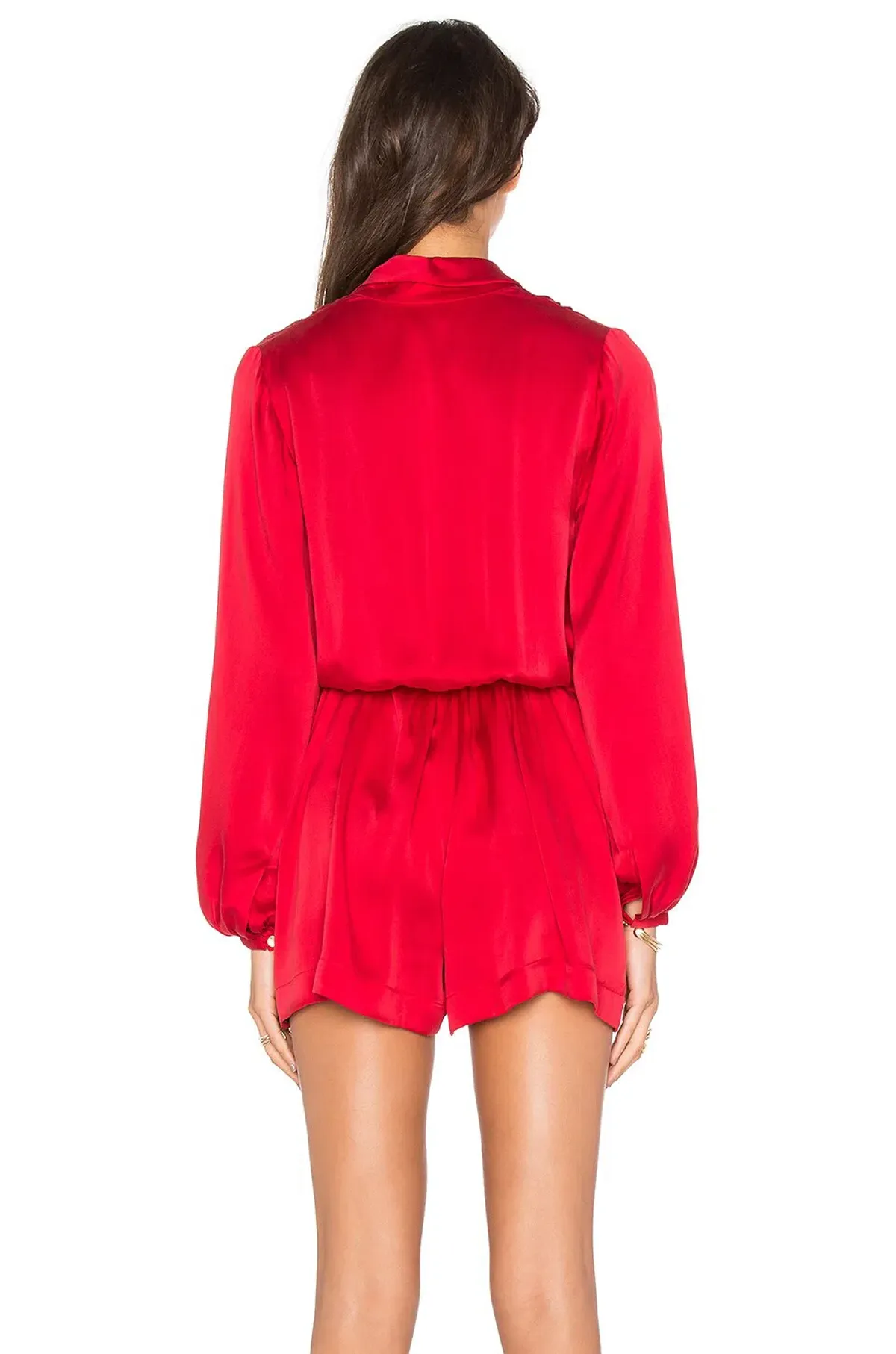 Zimmermann Sueded Silk Wrap Playsuit Crimson Red Size 8 - Image 3