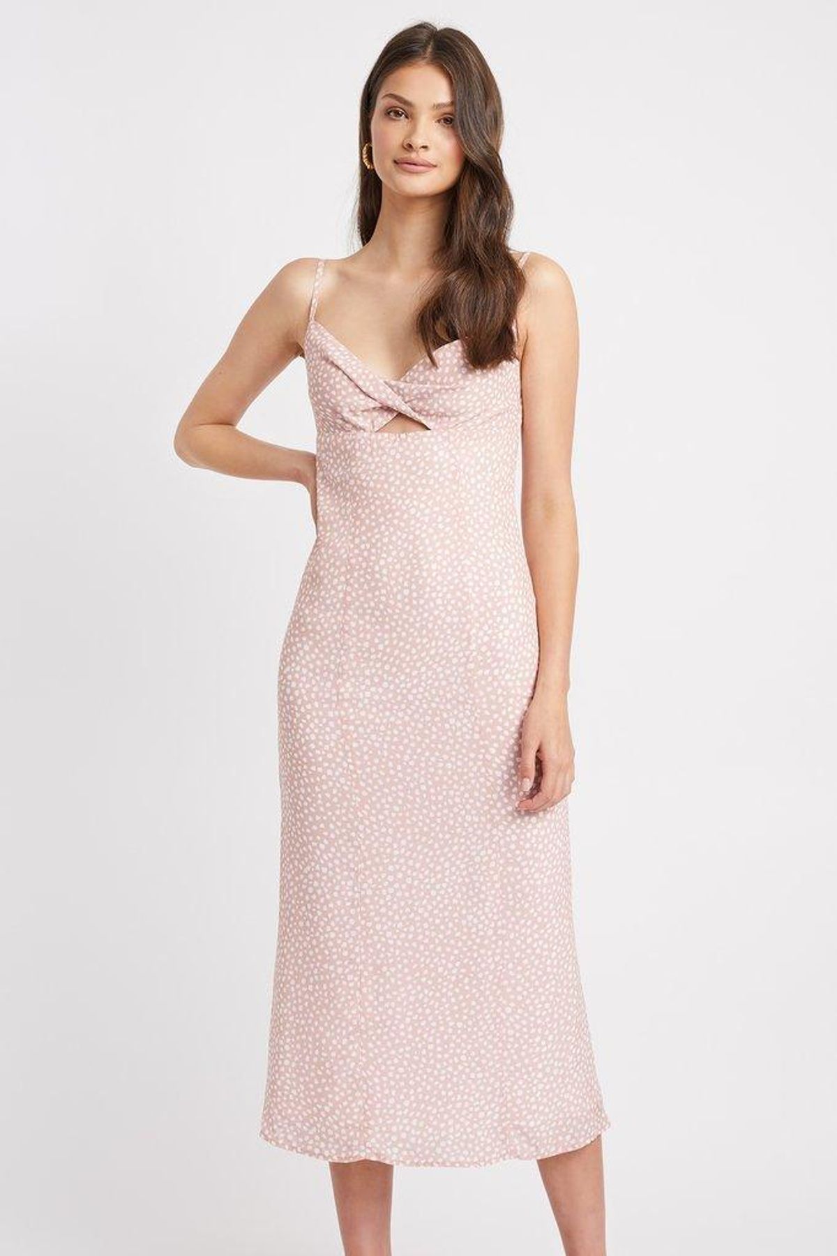 Kookai Karlie Twist Midi Dress Blush Print Size 8 - Image 2