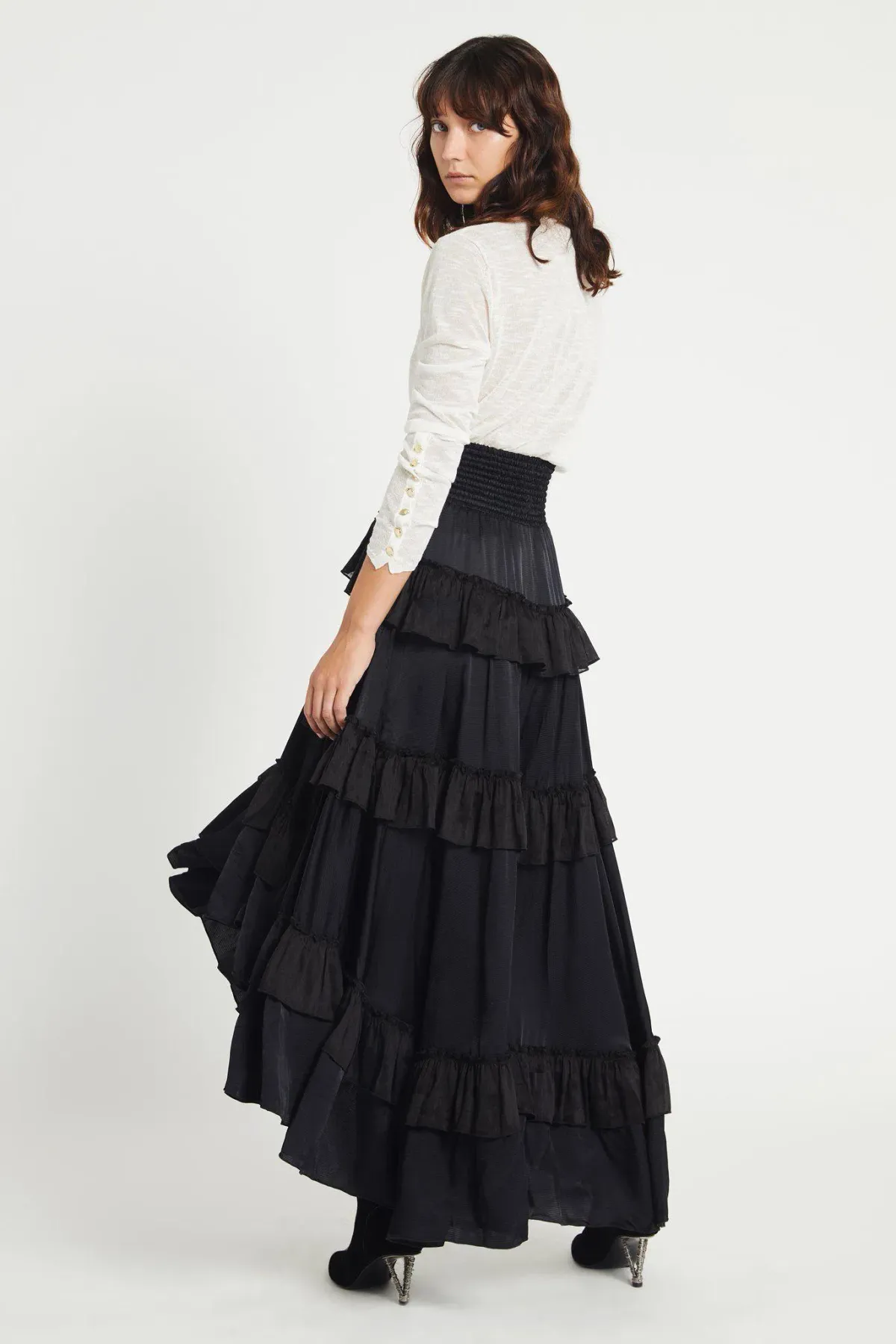 Aje El Paso Tiered Maxi Skirt Black Size 8 - Image 2
