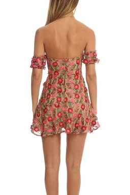 For Love And Lemons - Amelia Strapless Mini Dress Red Floral Sz 6 for rent on The Volte - image 2