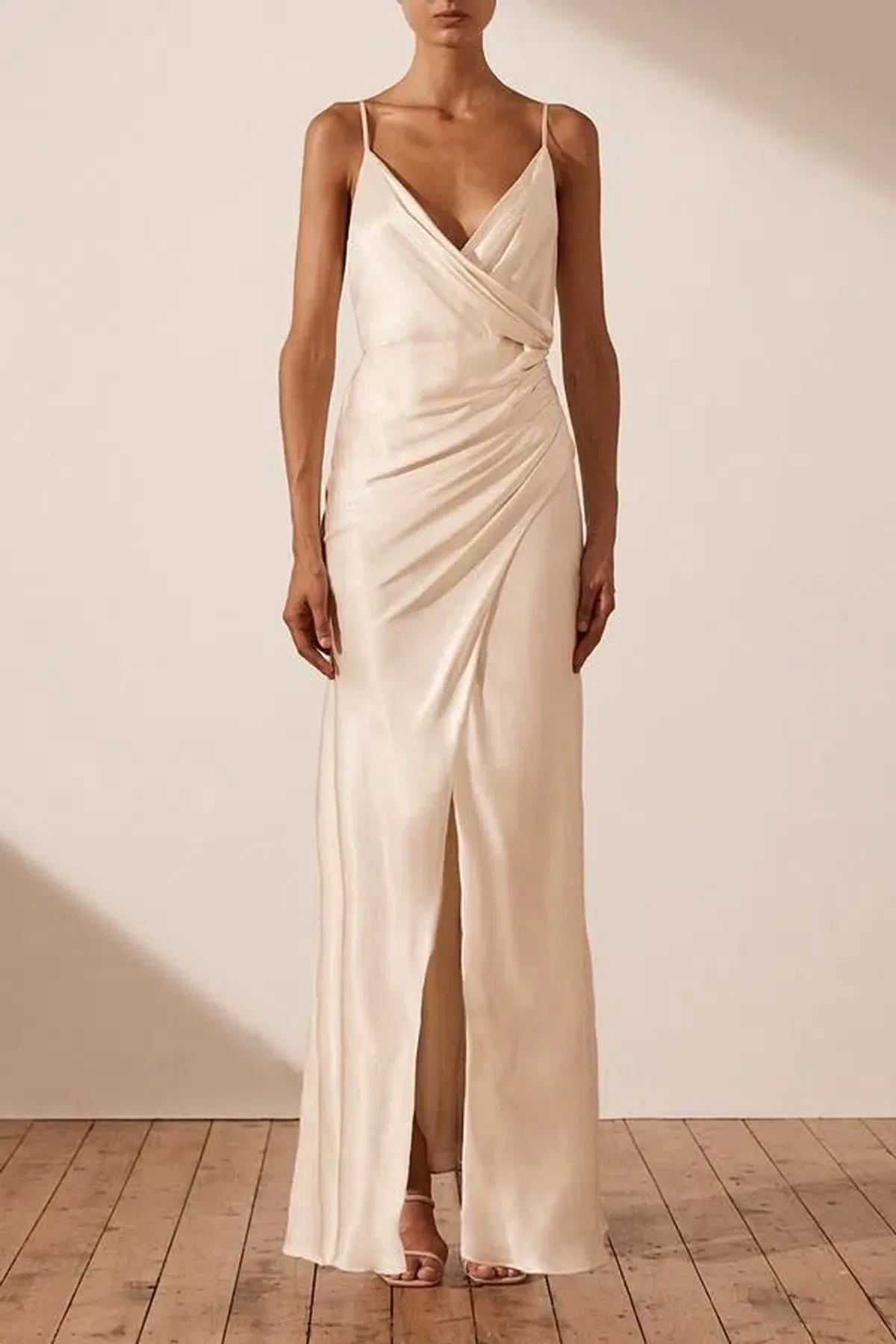 Shona Joy La Lune Cross Draped Maxi Dress Desert Cream Size 12 - Image 1