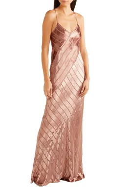 Michelle Mason Open Back Devoré-Velvet Gown in Antique Rose Pink Size 10 for rent on The Volte - image 1