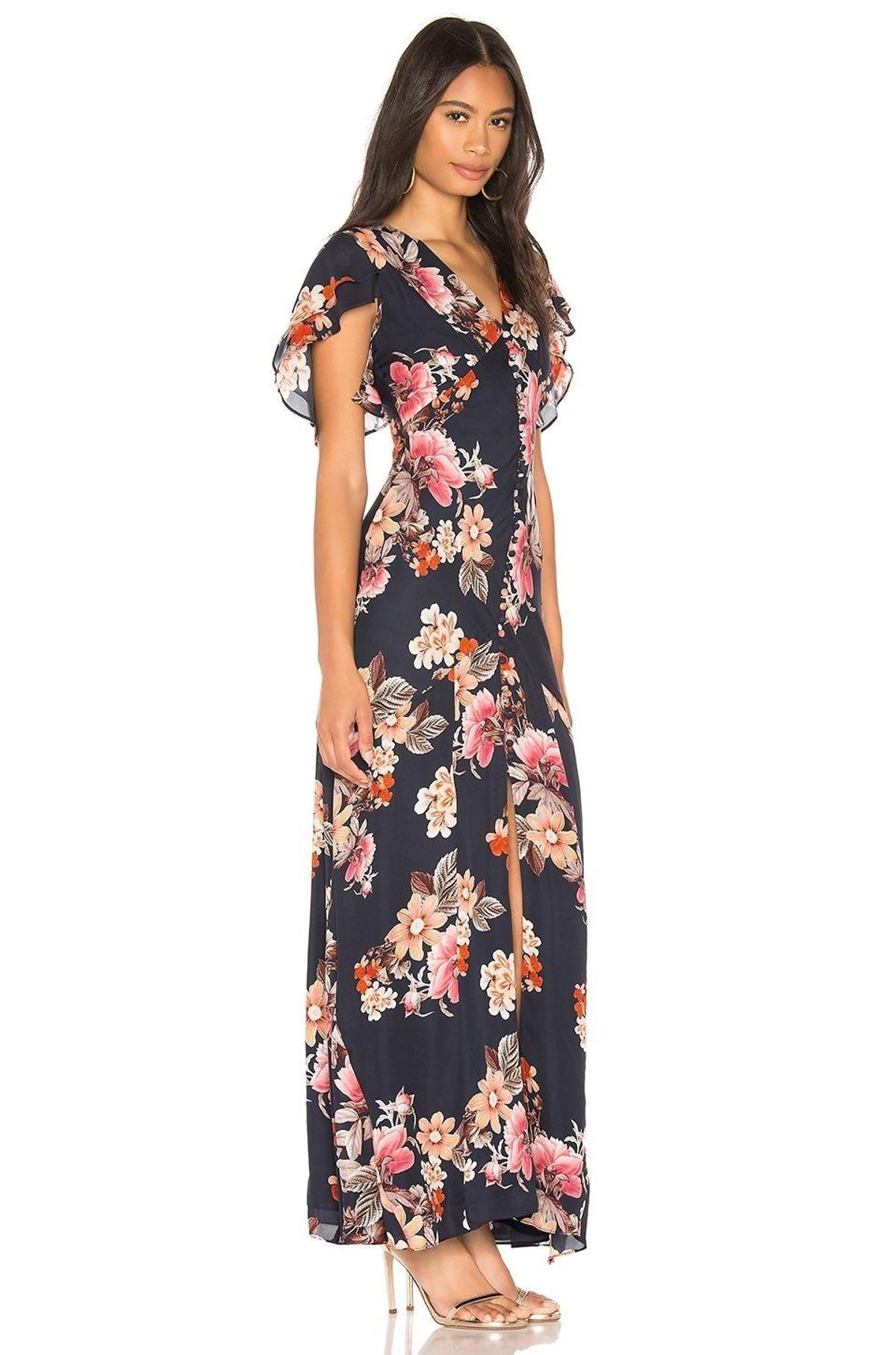 Navy Floral Layered Pintuck Dress  - Image 2