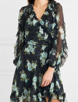 Zimmermann Whitewave Ruffle Wrap Dress Navy Poppy Floral Size 1 / AU 10 for rent on The Volte - image 3