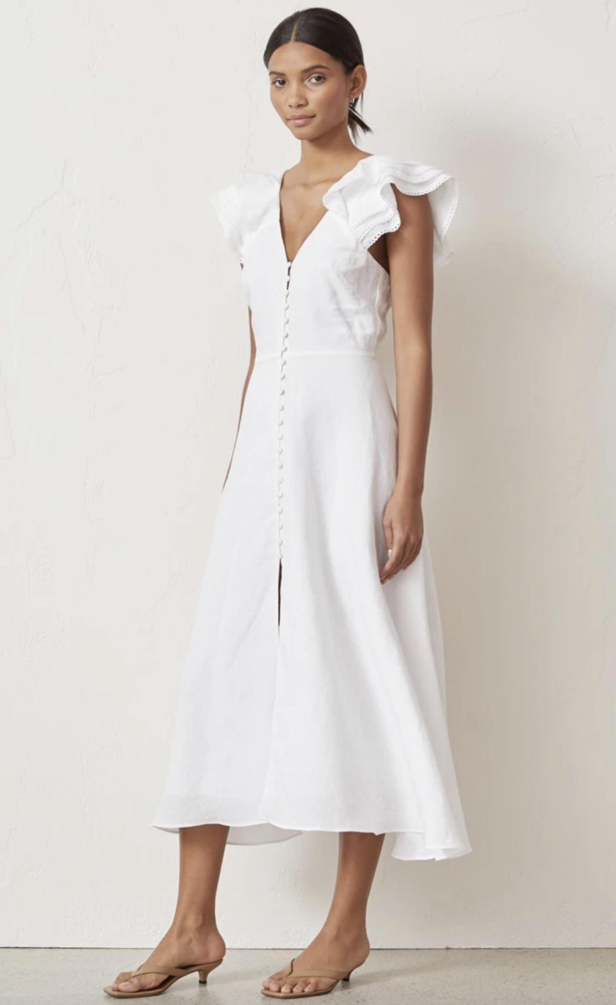 "Bec & Bridge" La Fontelina linen dress, white, size 10, RRP $360 - Image 2
