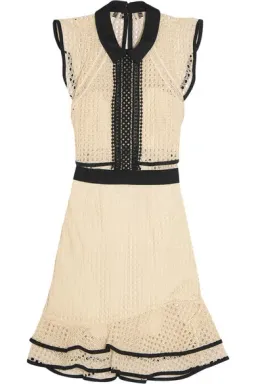 Self Portrait Contrast Flounced Mini Dress Cream & Black Size 10 for rent on The Volte - image 4