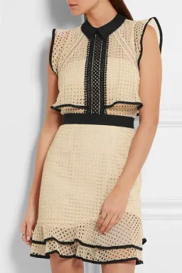 Self Portrait Contrast Flounced Mini Dress Cream & Black Size 10 for rent on The Volte - image 2