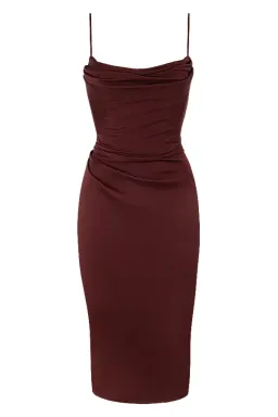 House of CB Anja Satin Corset Midi Dress Brown Size 8 for rent on The Volte - image 5