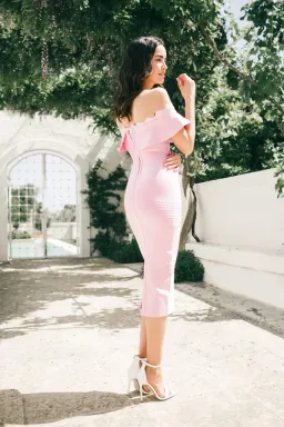 House of CB Leonardo Bandage Midi Dress Pink Size 12 for rent on The Volte - image 2