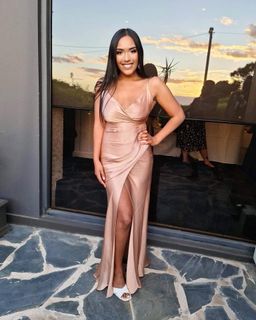 Shona Joy La Lune Cross Draped Maxi Dress Desert Rose Size 8 for rent on The Volte - image 3