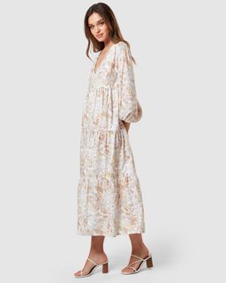 Charlie Holiday Agatha Floral Tiered Cotton Dress Print Size 8 for rent on The Volte - image 2